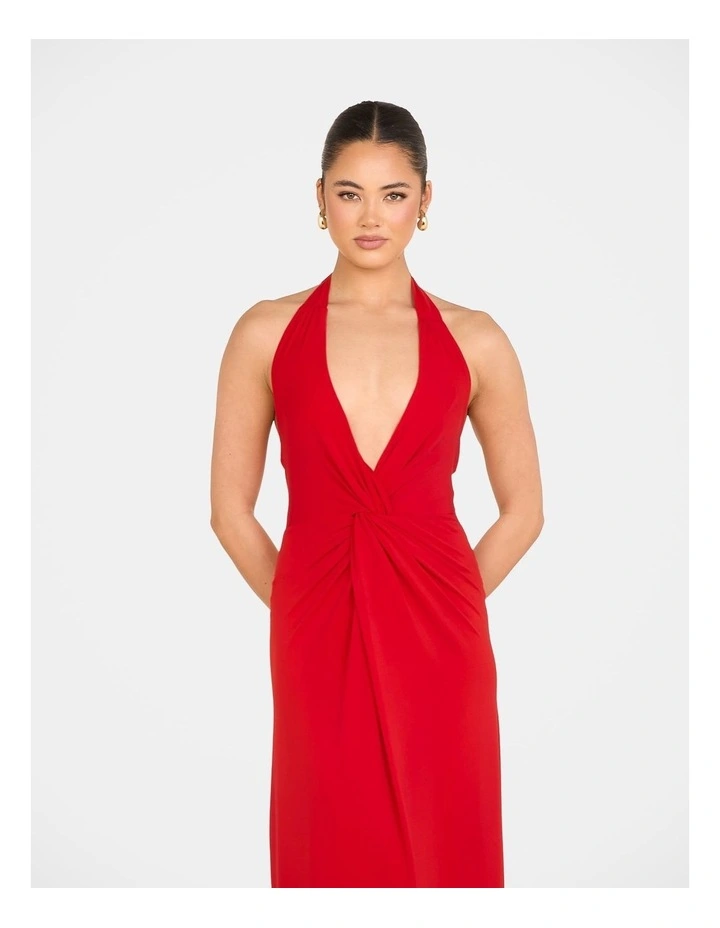 Tirelli Halter Maxi Dress in Red image 4