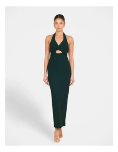 Katara Twist Halter Maxi Dress in Green