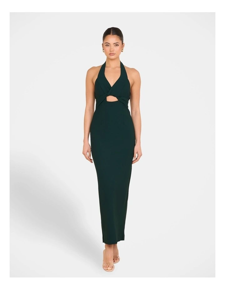 Katara Twist Halter Maxi Dress in Green image 1