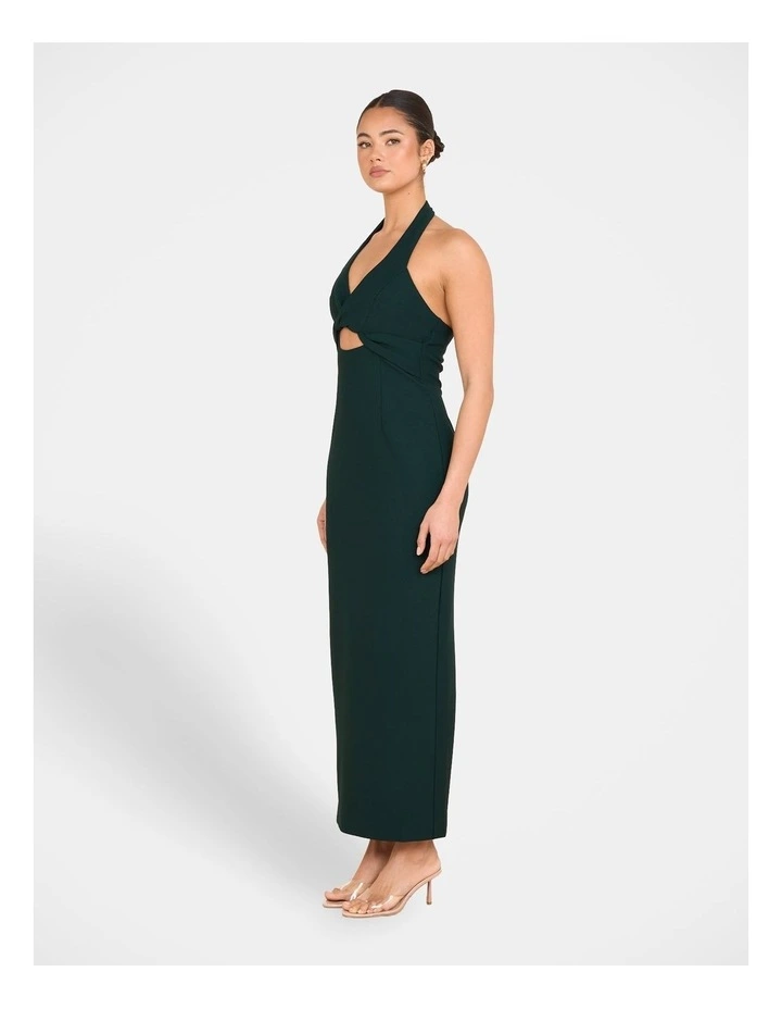 Katara Twist Halter Maxi Dress in Green image 3