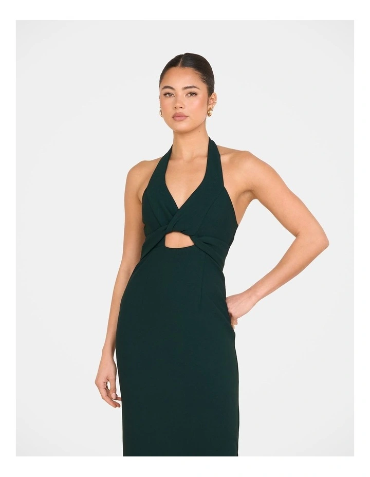 Katara Twist Halter Maxi Dress in Green image 4