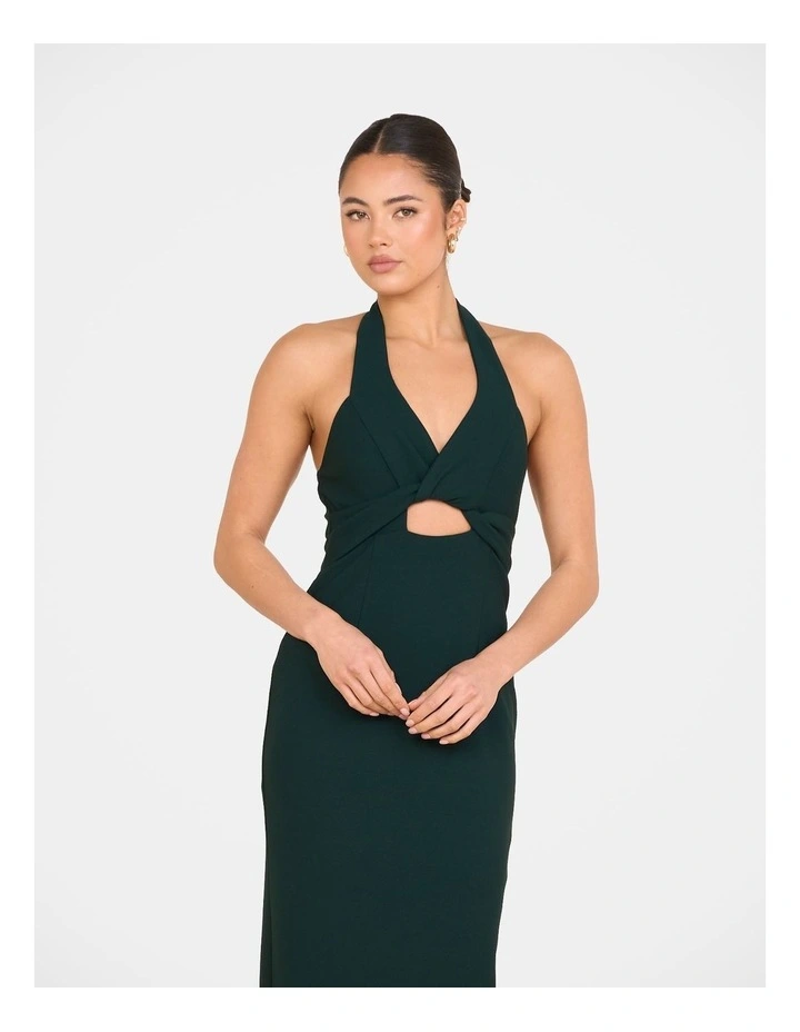 Katara Twist Halter Maxi Dress in Green image 5