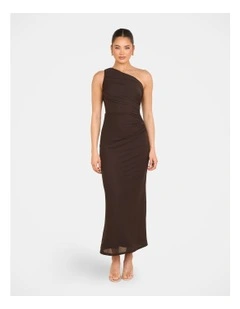 Adelaide One Shoulder Maxi Dress in Brown