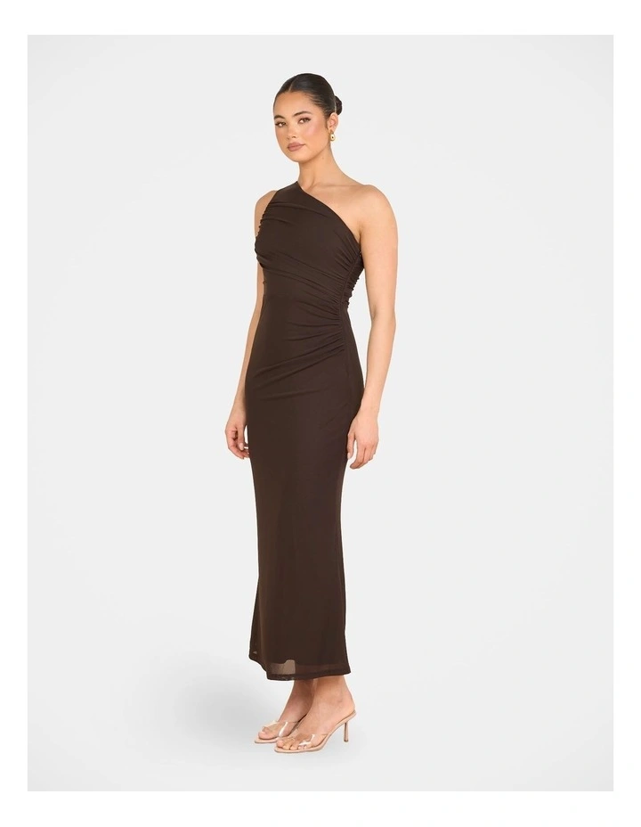 Adelaide One Shoulder Maxi Dress in Brown image 2