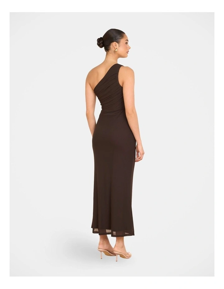 Adelaide One Shoulder Maxi Dress in Brown image 3