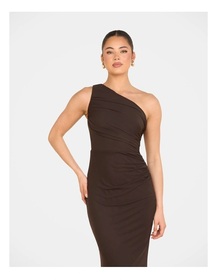 Adelaide One Shoulder Maxi Dress in Brown image 4