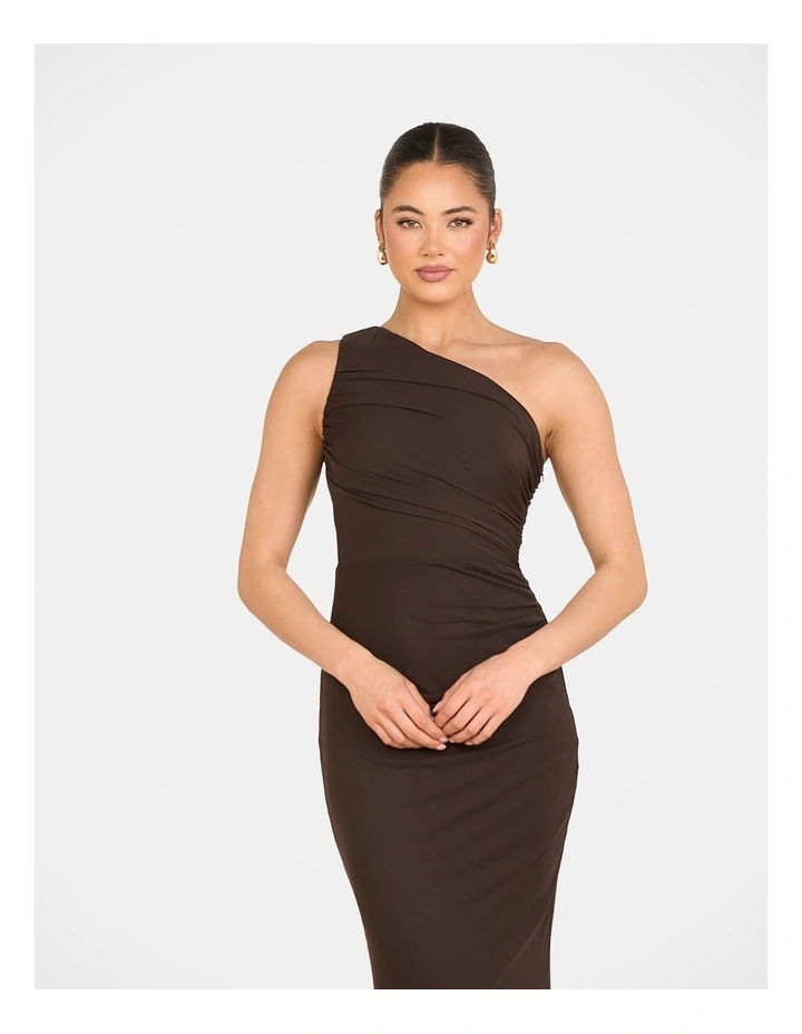 Adelaide One Shoulder Maxi Dress in Brown image 5