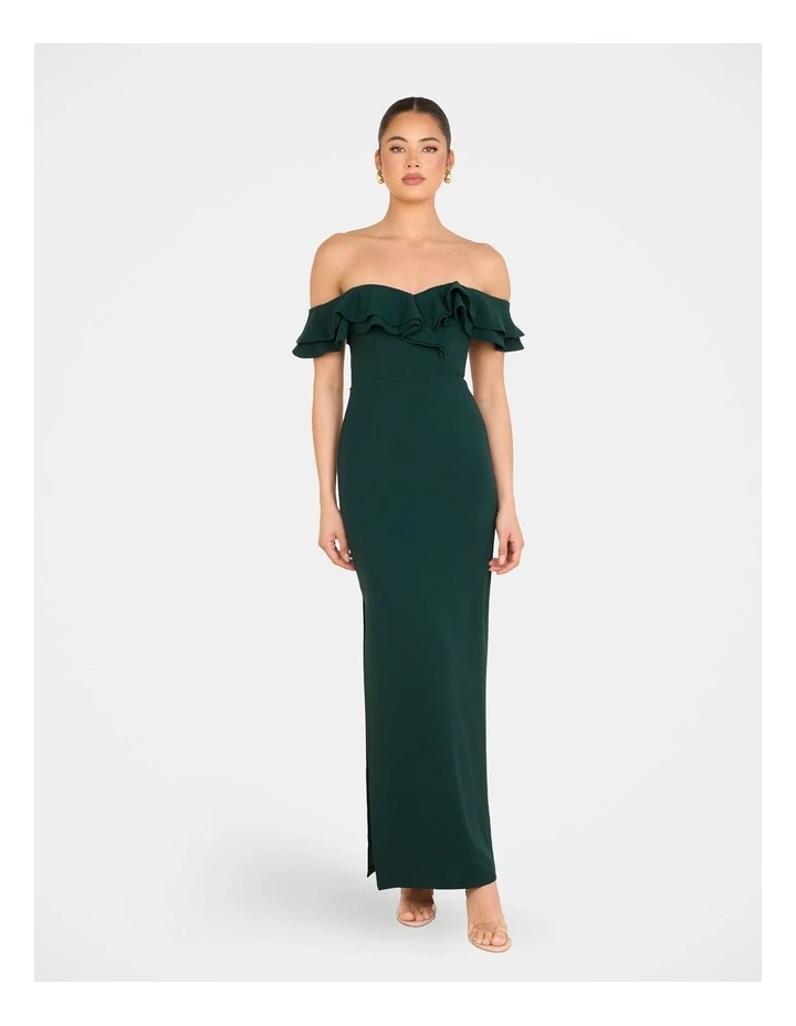 Izabel Double Ruffle Gown in Green image 1