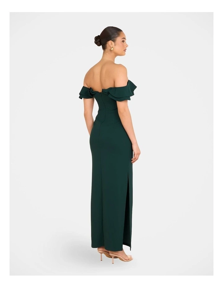 Izabel Double Ruffle Gown in Green image 2