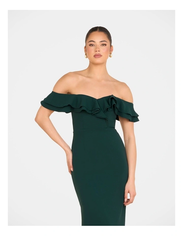 Izabel Double Ruffle Gown in Green image 4