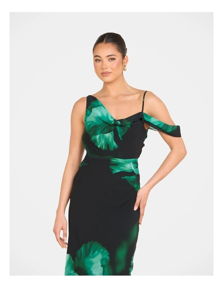Oakley Cowl Neck Maxi Dress in Green image 4