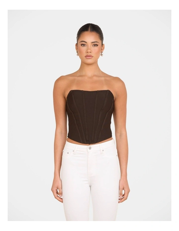 Ascher Bandage Corset Top in Brown image 1