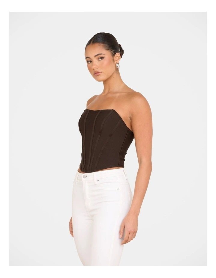 Ascher Bandage Corset Top in Brown image 3