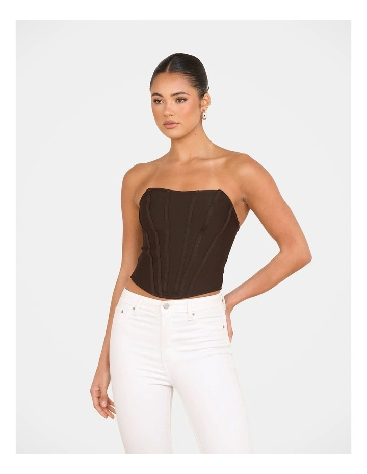 Ascher Bandage Corset Top in Brown image 4