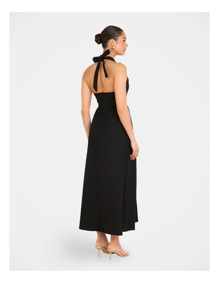 Quina Halter Maxi Dress in Black image 2