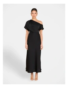 Kyler Asymmetric Neck Dress in Black