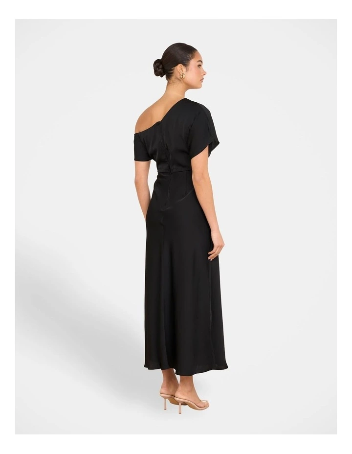 Kyler Asymmetric Neck Dress in Black image 2