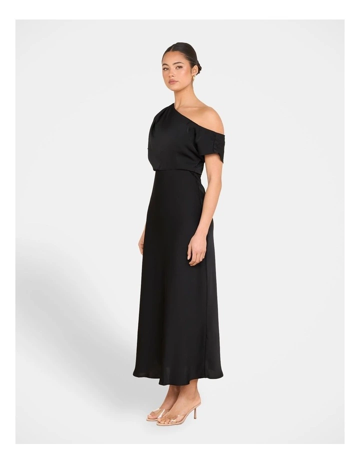 Kyler Asymmetric Neck Dress in Black image 3