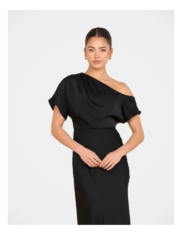 Kyler Asymmetric Neck Dress in Black image 4