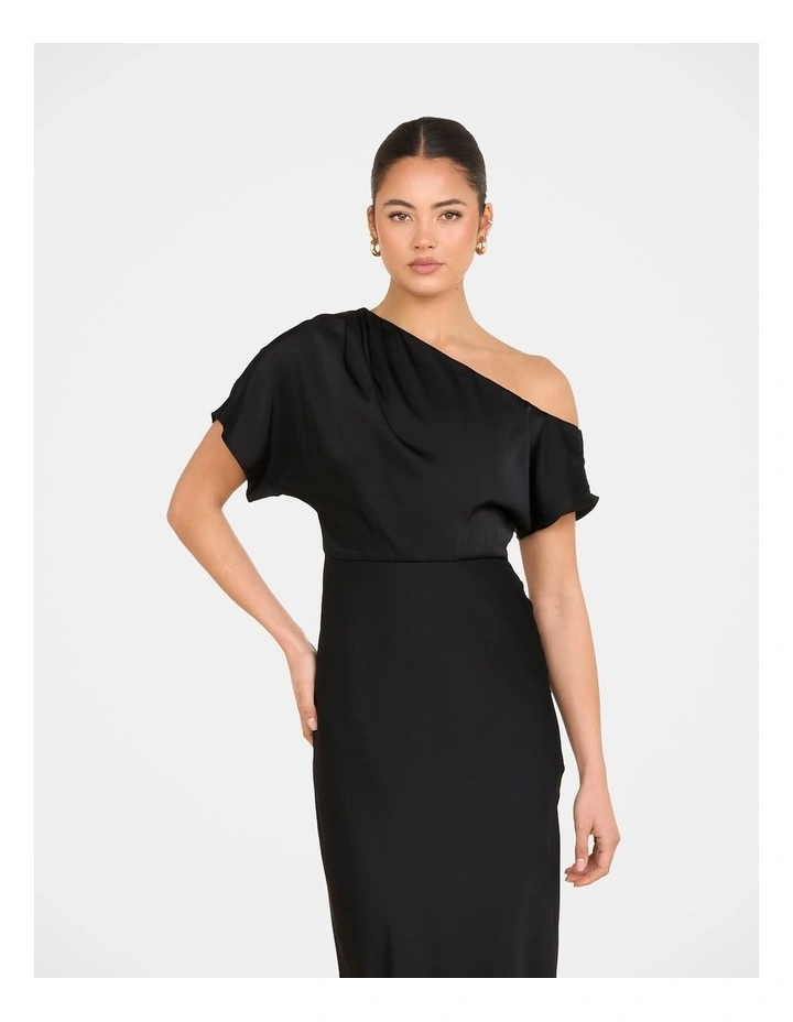 Kyler Asymmetric Neck Dress in Black image 5