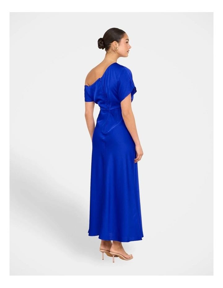 Kyler Asymmetric Neck Dress in Cobalt image 2