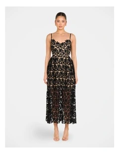 Warna Lace Midi Dress in Blk/Nude