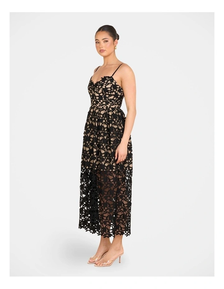 Warna Lace Midi Dress in Blk/Nude image 3