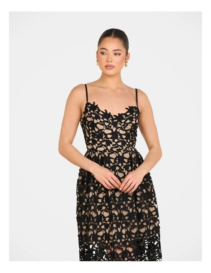 Warna Lace Midi Dress in Blk/Nude image 5