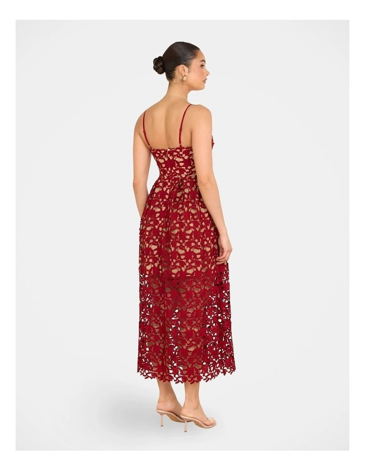 Warna Lace Midi Dress in Burgundy image 2