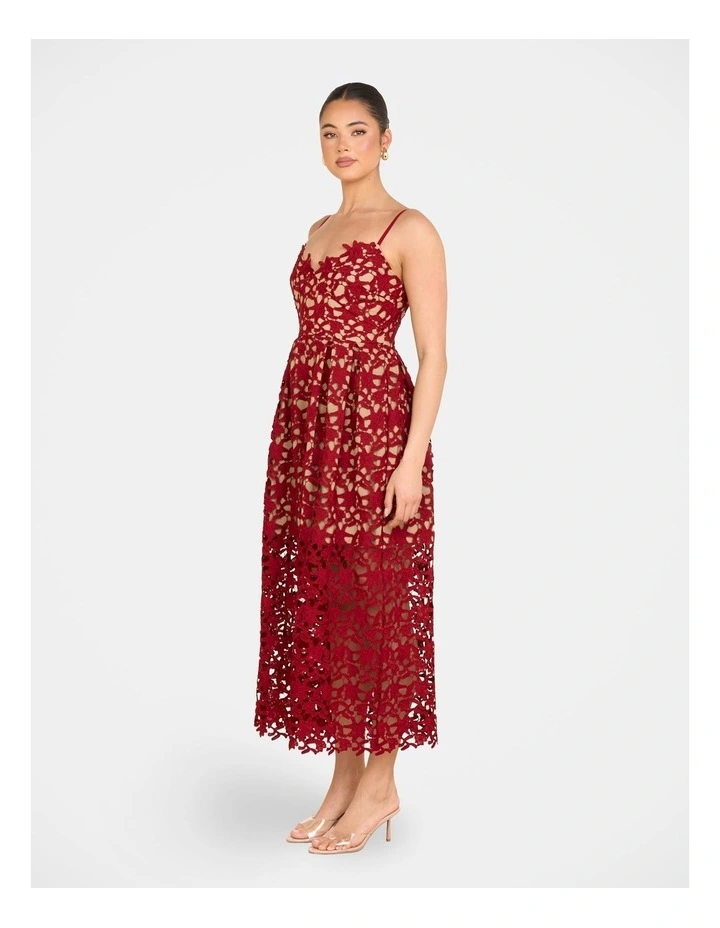 Warna Lace Midi Dress in Burgundy image 3