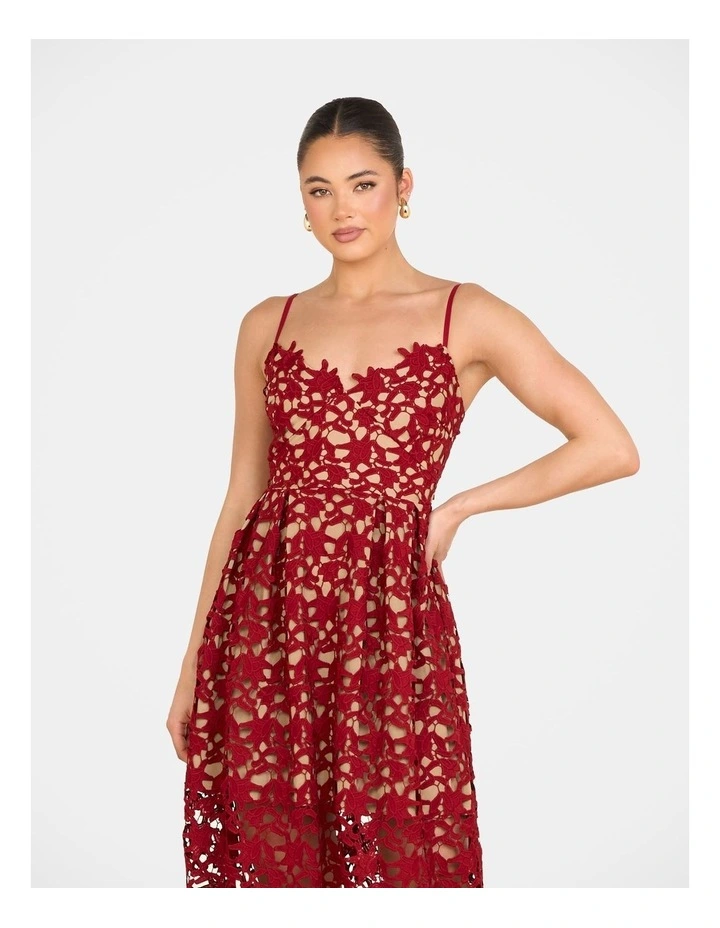 Warna Lace Midi Dress in Burgundy image 4