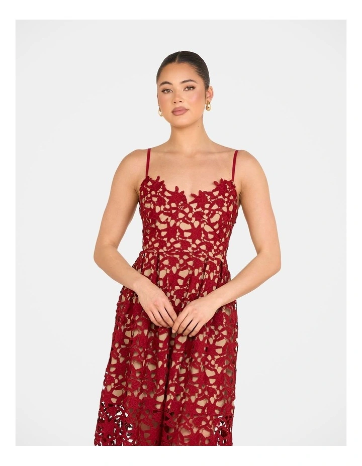 Warna Lace Midi Dress in Burgundy image 5