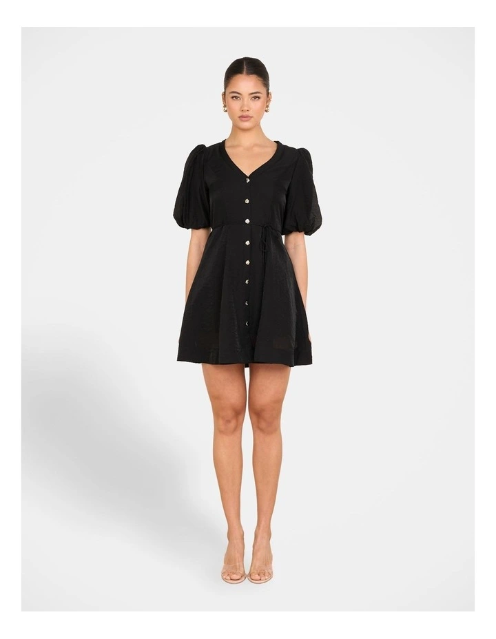 Hiram Puff Sleeve Mini Dress in Black image 5