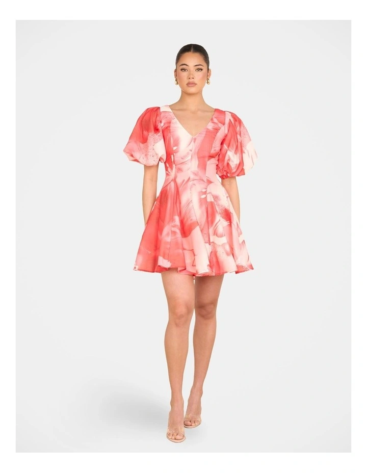 Tiffany Puff Sleeve Mini Dress in Red image 5