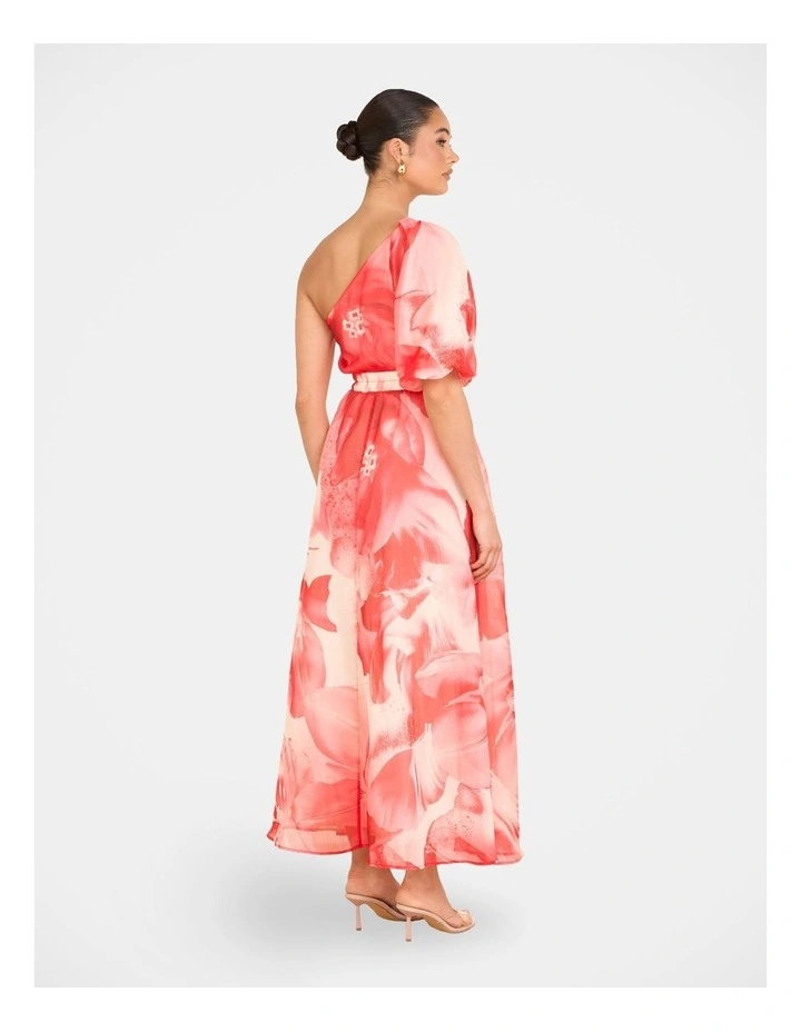 Quartz One Shoulder Maxi Dress in Red image 2