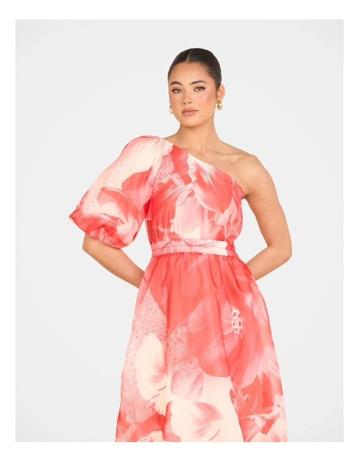 Quartz One Shoulder Maxi Dress in Red image 4