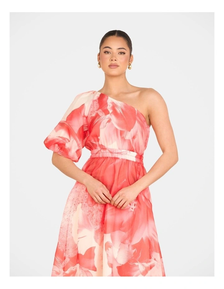 Quartz One Shoulder Maxi Dress in Red image 5