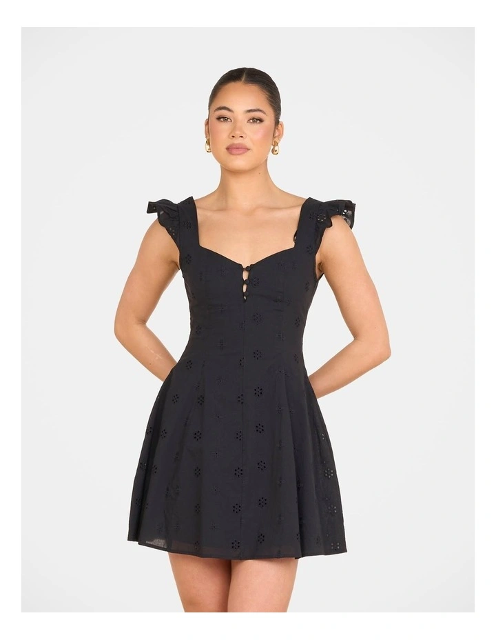 Qianna Broderie Anglaise Dress in Black image 4