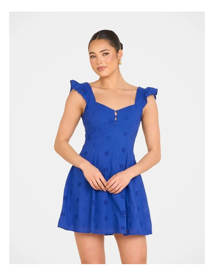 Qianna Broderie Anglaise Dress in Blue image 4
