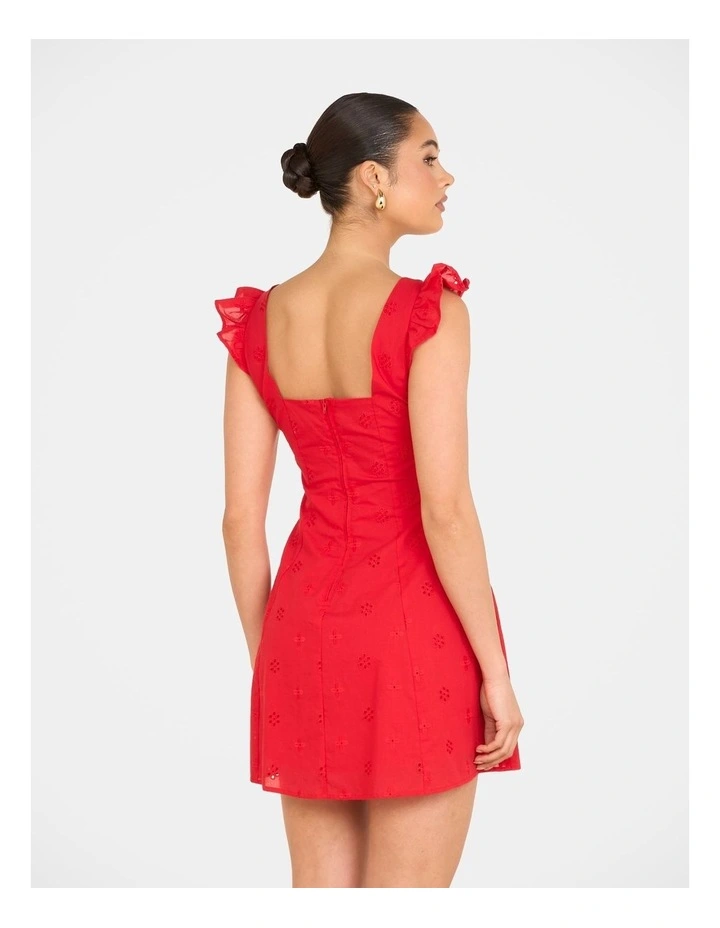 Qianna Broderie Anglaise Dress in Red image 2