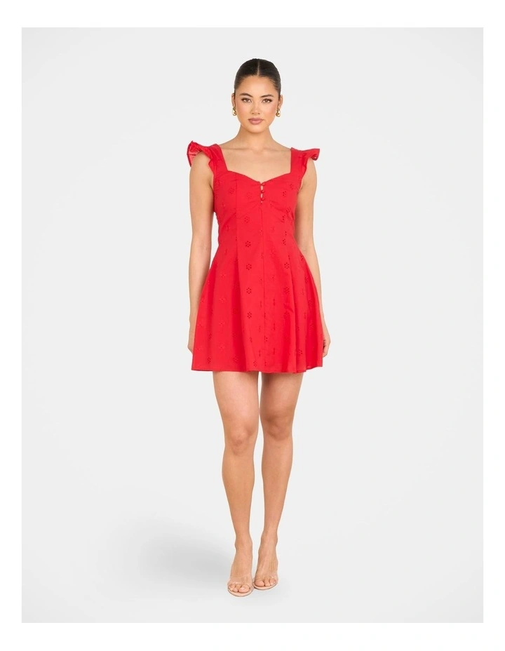 Qianna Broderie Anglaise Dress in Red image 5