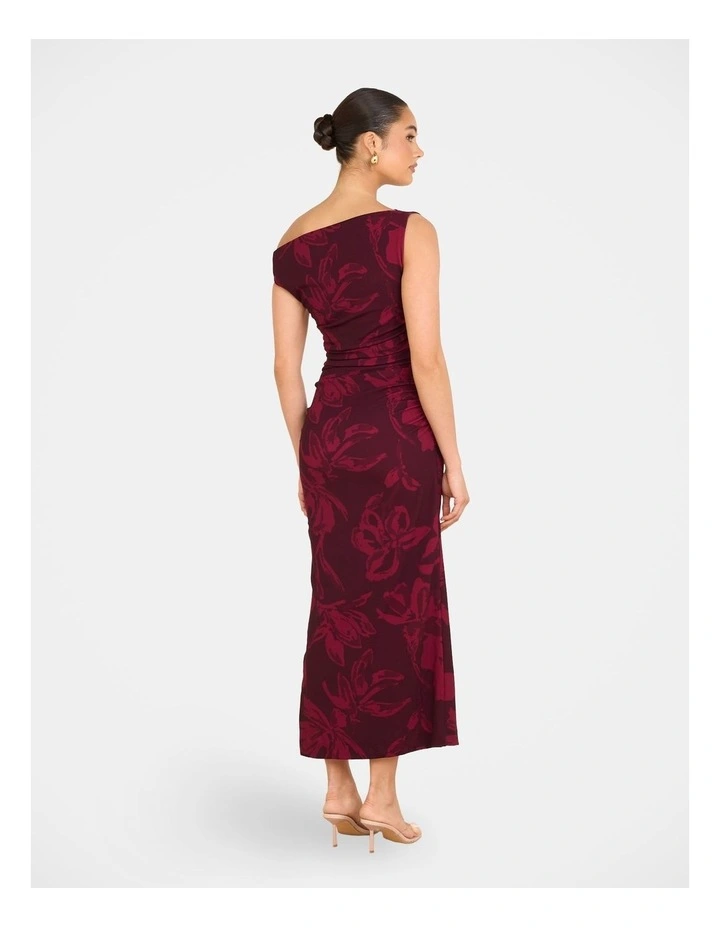 Skyla One Shoulder Midi Dress in Red image 2