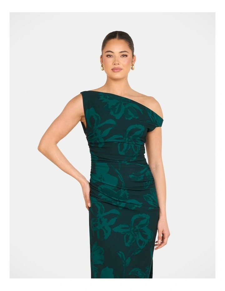 Tabi One Shoulder Midi Dress in Green image 3