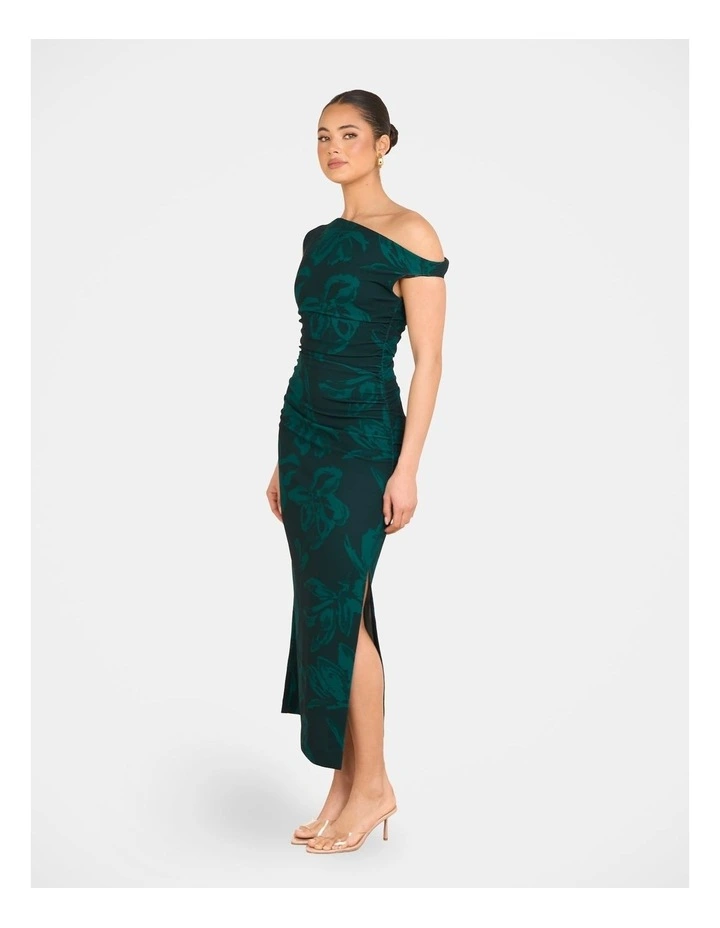 Tabi One Shoulder Midi Dress in Green image 5
