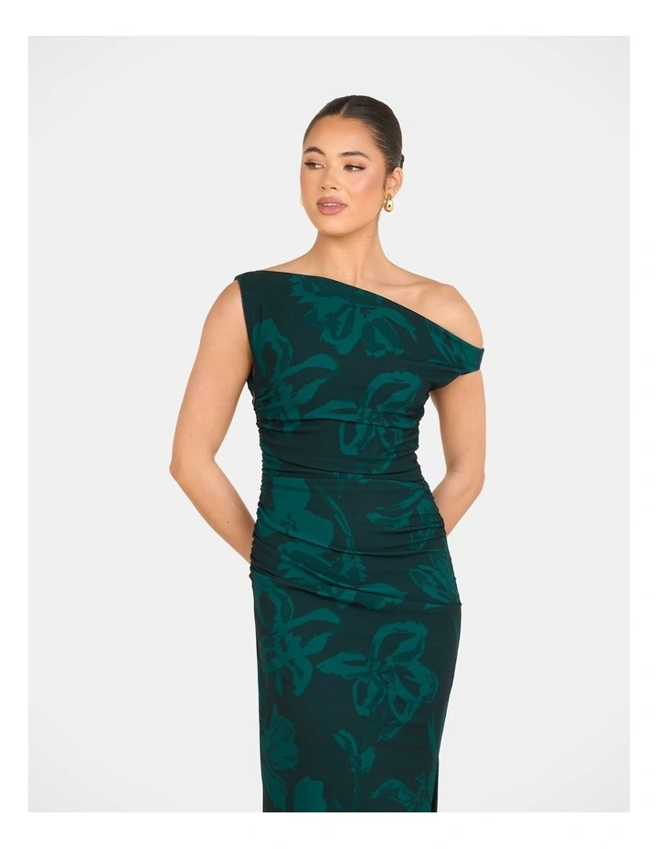 Tabi One Shoulder Midi Dress in Green image 6