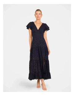 Laurie Short Sleeve Maxi Dress in Blue