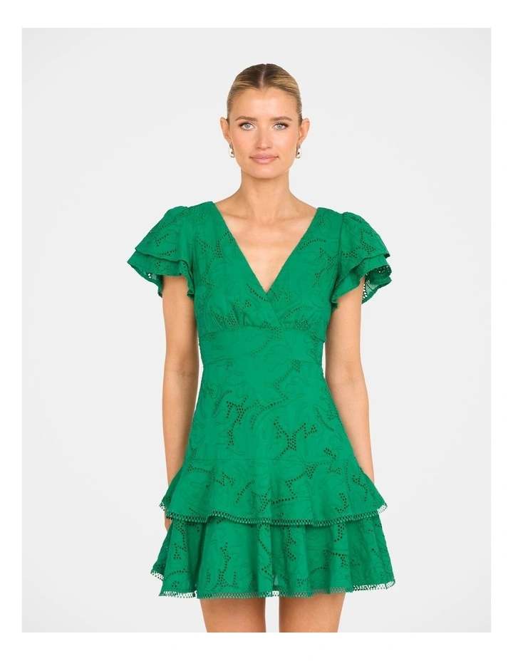 Millie Short Sleeve Mini Dress in Green image 1