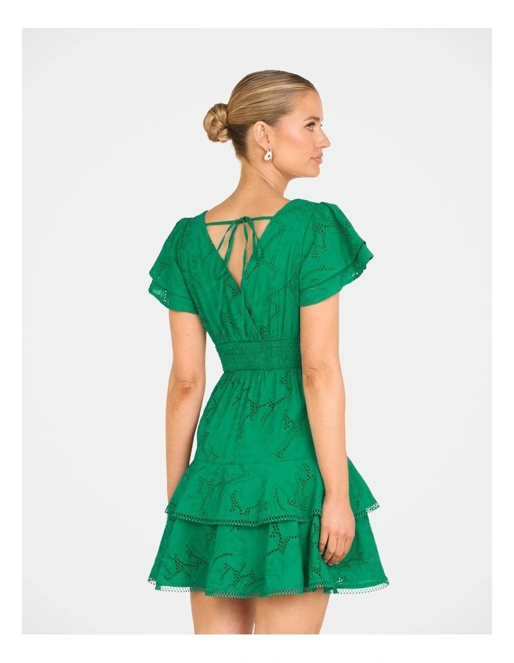 Millie Short Sleeve Mini Dress in Green image 2