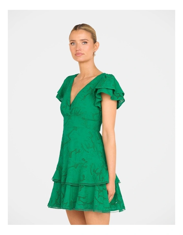 Millie Short Sleeve Mini Dress in Green image 3