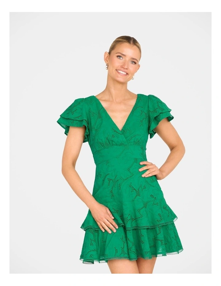 Millie Short Sleeve Mini Dress in Green image 4